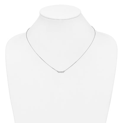 10K White Gold Diamond Tiny Bar Necklace