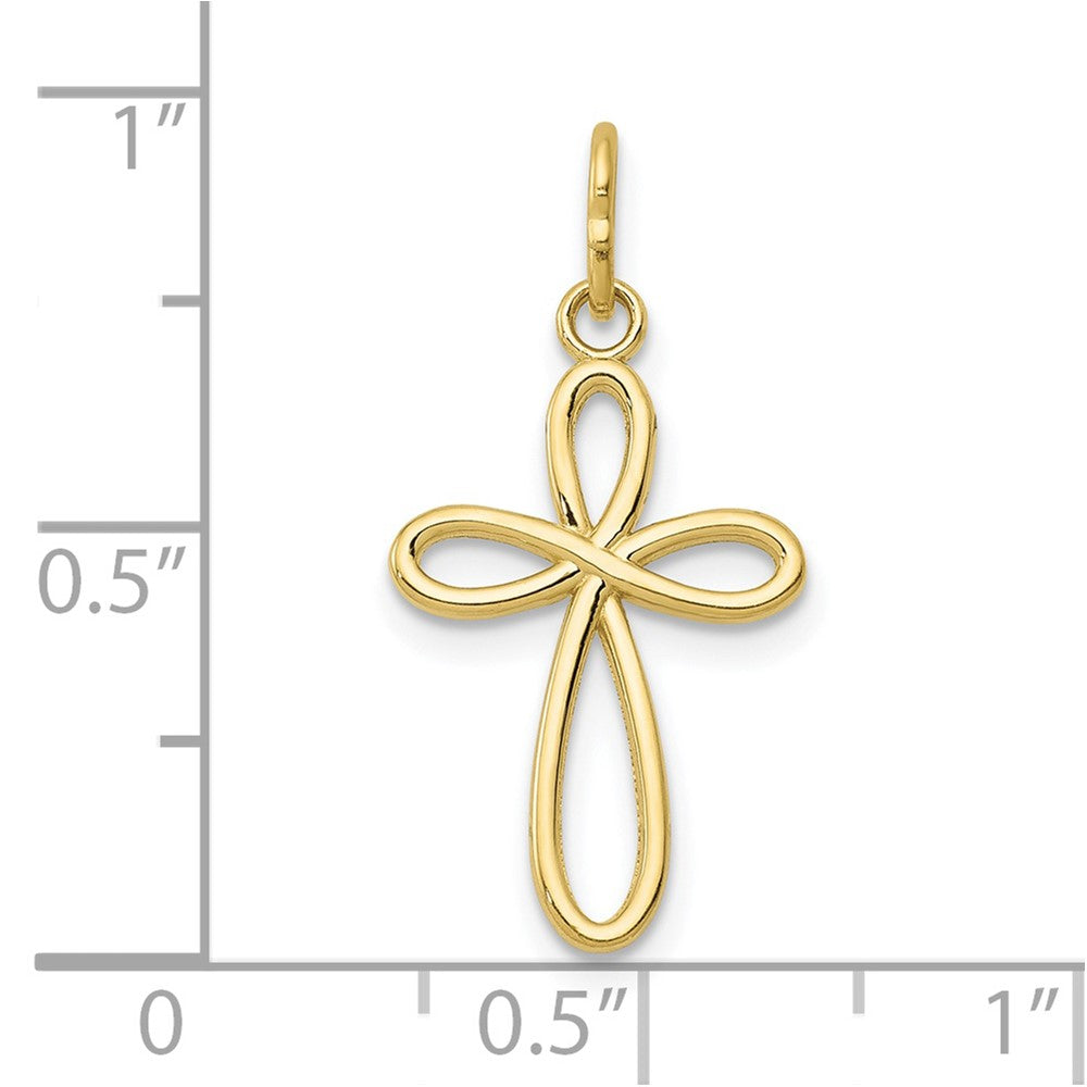 10K Yellow Gold Polished Cross Pendant