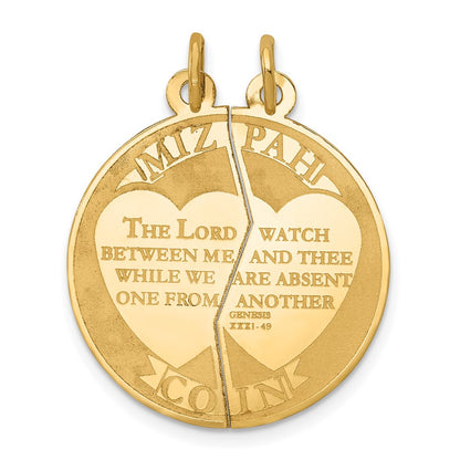10K Yellow Gold 10K Mizpah 2-Piece Charm