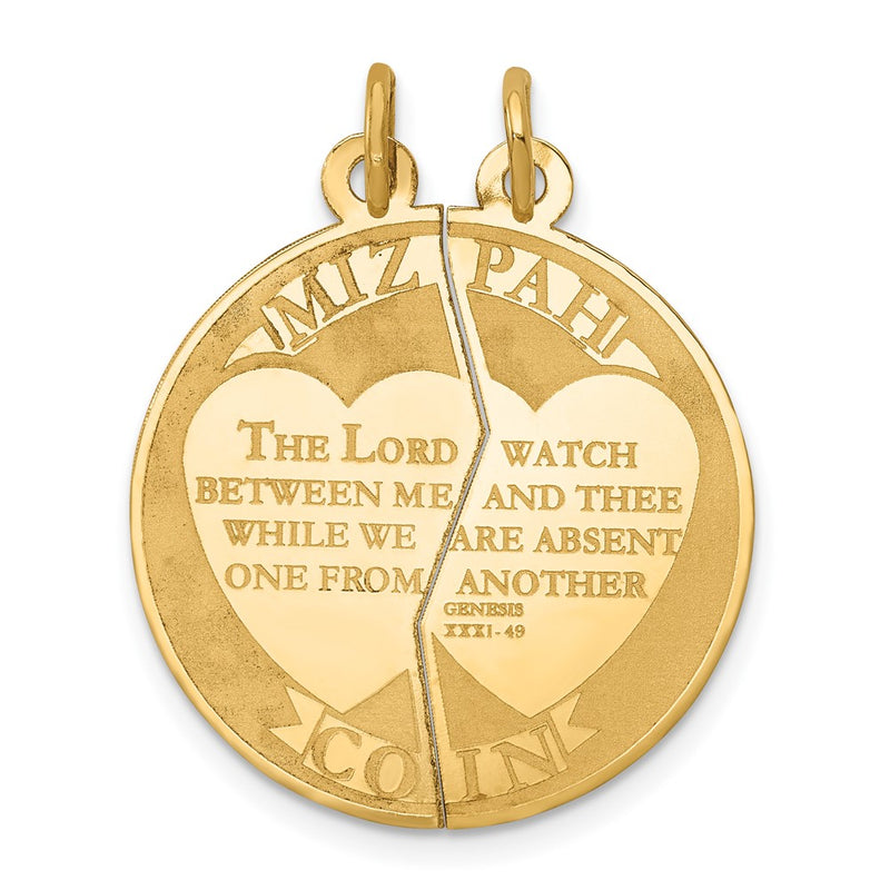 10K Yellow Gold 10K Mizpah 2-Piece Charm