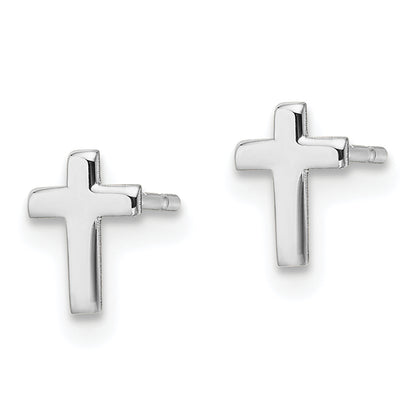 10K White Gold Polished Cross Post Earrings