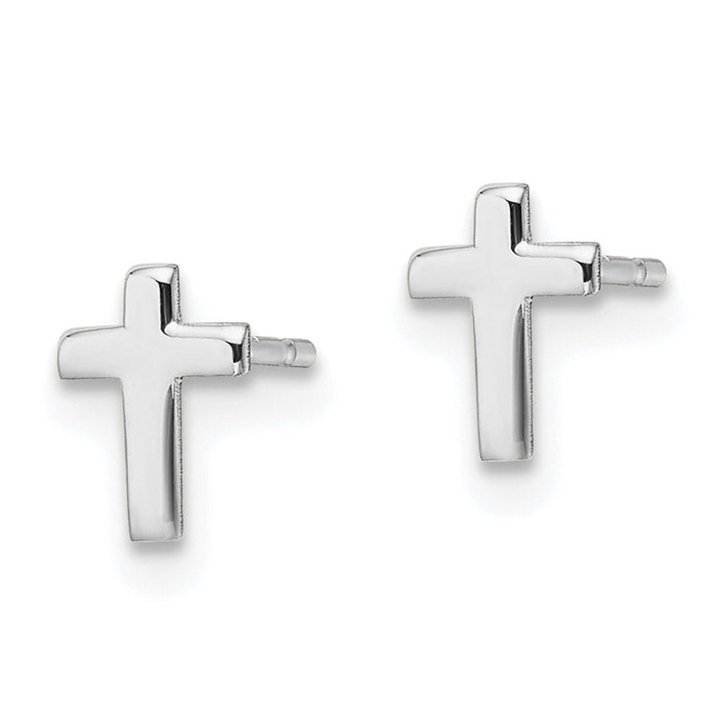 10K White Gold Polished Cross Post Earrings
