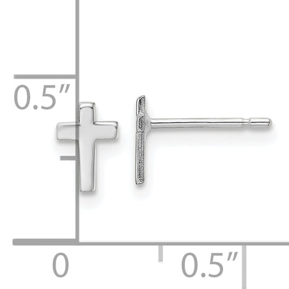 10K White Gold Polished Cross Post Earrings