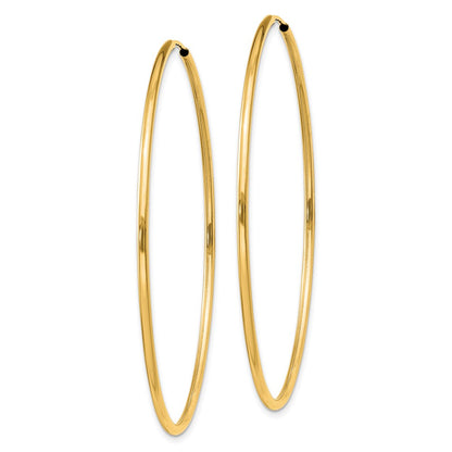 10K Yellow Gold 1.5mm Polished Round Endless Hoop Earrings