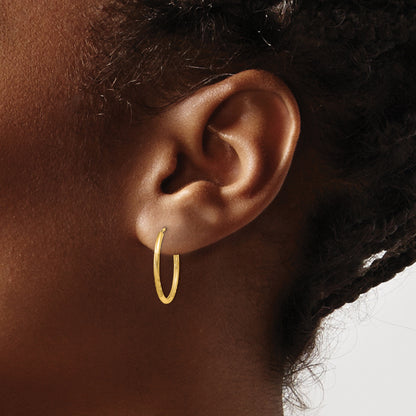10K Yellow Gold 1.5mm Satin Diamond-Cut Endless Hoop Earrings