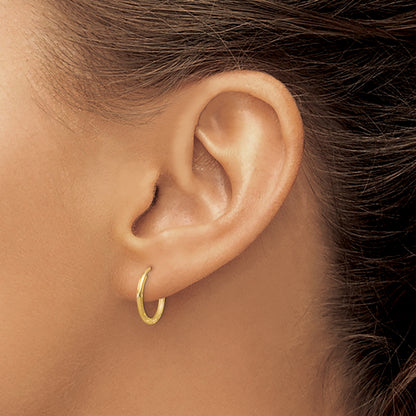 10K Yellow Gold 1.5mm Satin Diamond-Cut Endless Hoop Earrings