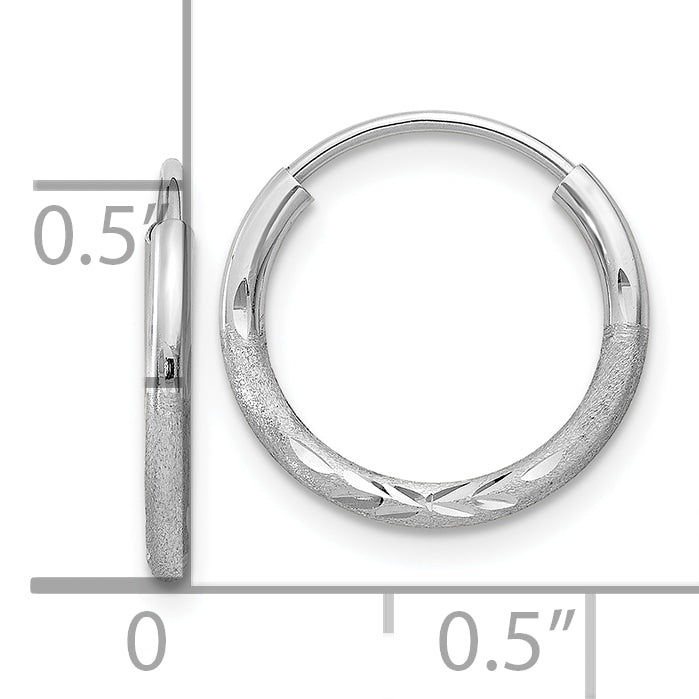 10K White Gold 1.5mm Diamond-Cut Endless Hoop Earrings