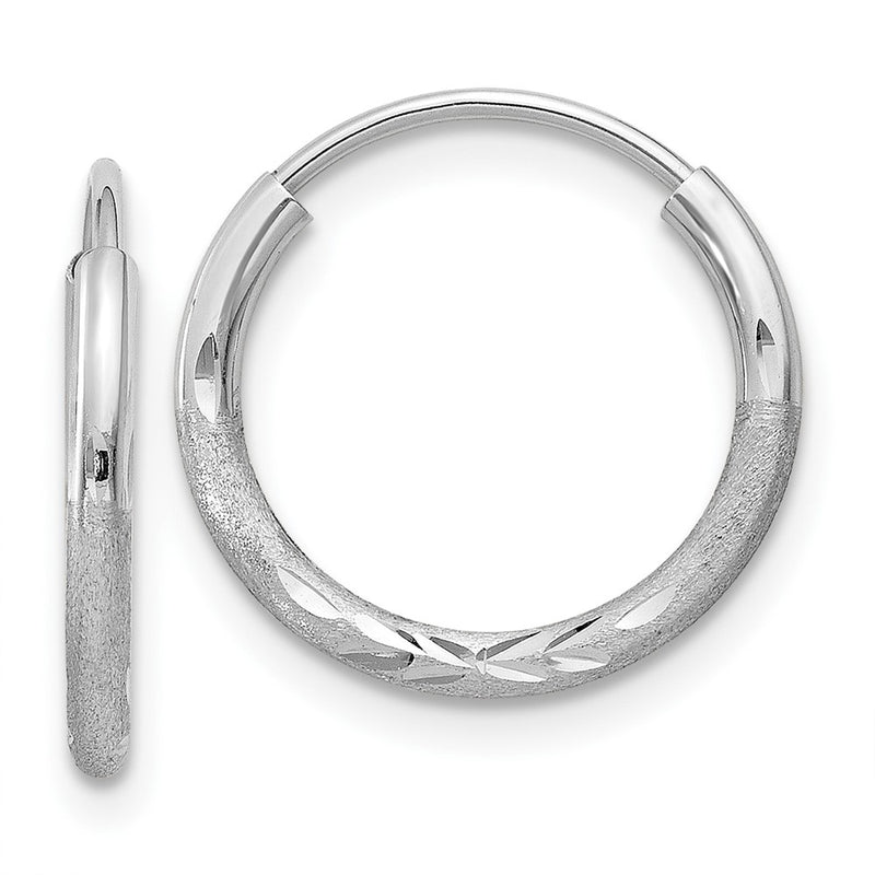 10K White Gold 1.5mm Diamond-Cut Endless Hoop Earrings