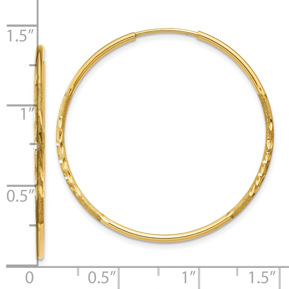 10K Yellow Gold 1.25mm Diamond-Cut Endless Hoop Earring
