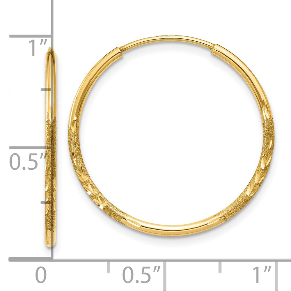 10K Yellow Gold 1.25mm Diamond-Cut Endless Hoop Earring