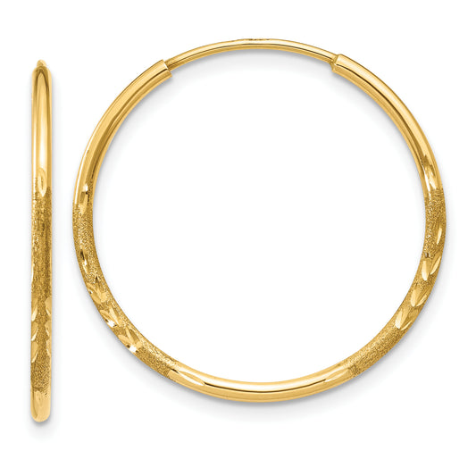 10K Yellow Gold 1.25mm Diamond-Cut Endless Hoop Earring