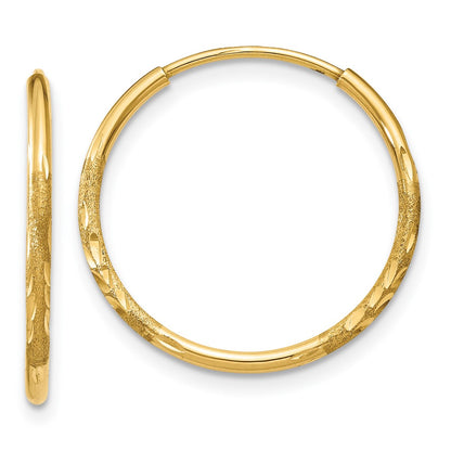 10K Yellow Gold 1.25mm Diamond-Cut Endless Hoop Earring