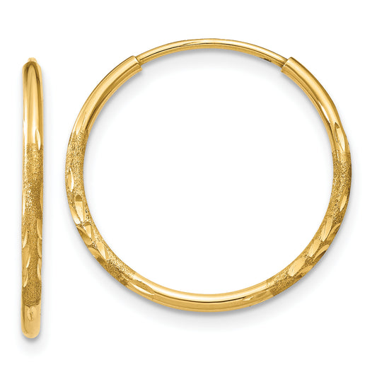 10K Yellow Gold 1.25mm Diamond-Cut Endless Hoop Earring