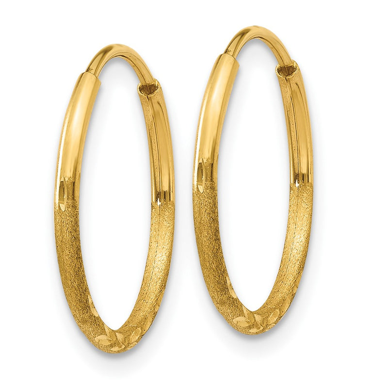 10K Yellow Gold 1.25mm Diamond-Cut Endless Hoop Earring
