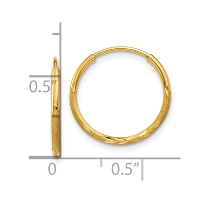 10K Yellow Gold 1.25mm Diamond-Cut Endless Hoop Earring