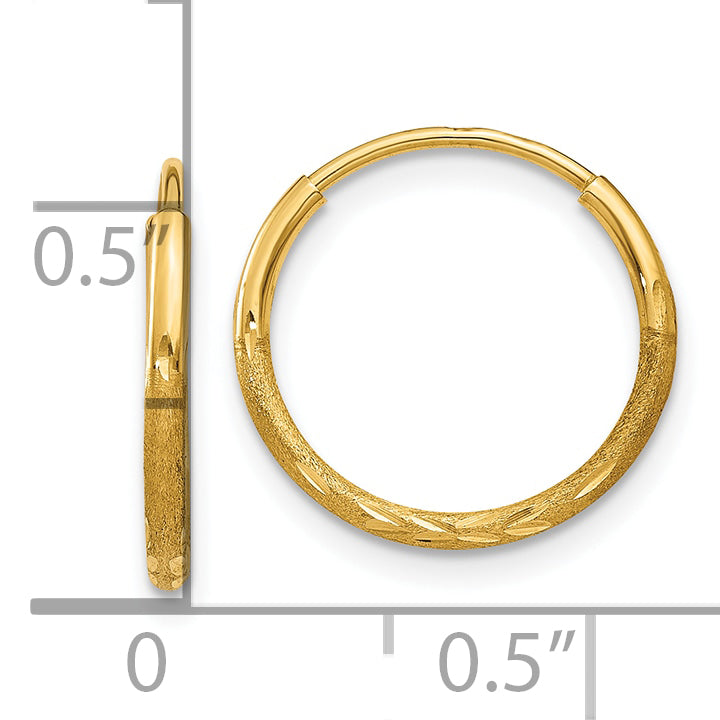10K Yellow Gold 1.25mm Diamond-Cut Endless Hoop Earring