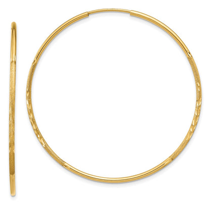 10K Yellow Gold 1.25mm Diamond-Cut Endless Hoop Earring