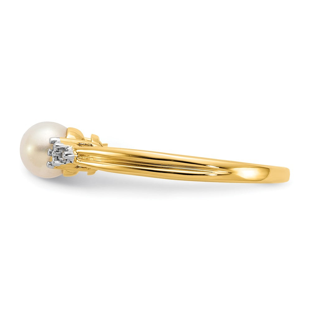 10K Yellow Gold 10K Diamond And Fw Cultured Pearl Ring