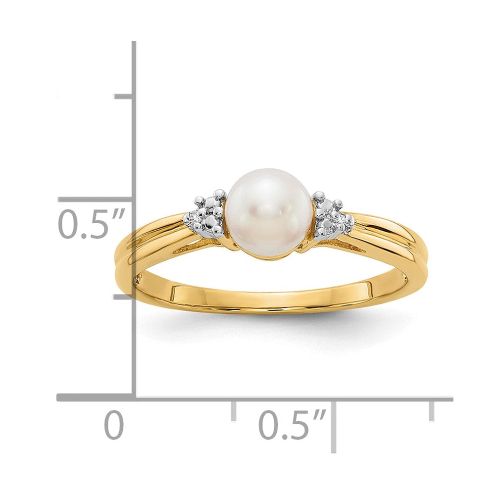 10K Yellow Gold 10K Diamond And Fw Cultured Pearl Ring