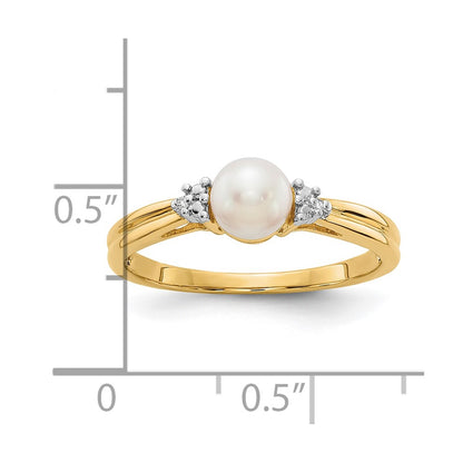 10K Yellow Gold 10K Diamond And Fw Cultured Pearl Ring