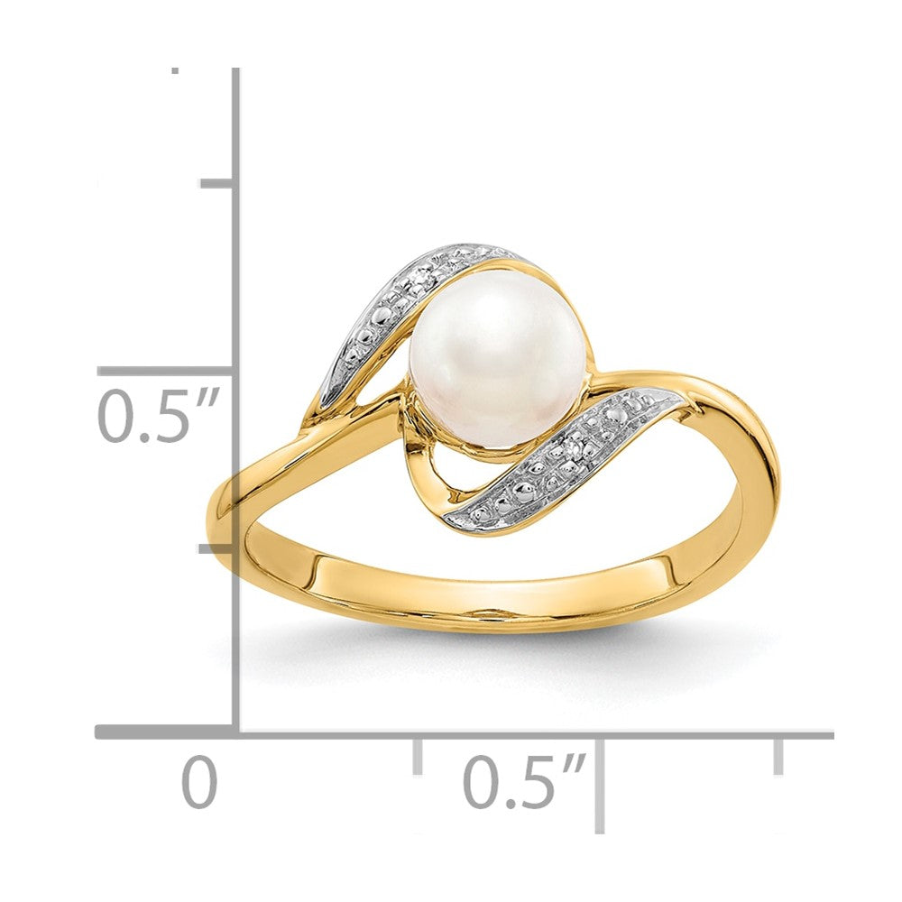 10K Yellow Gold Diamond And Fw Cultured Pearl Ring