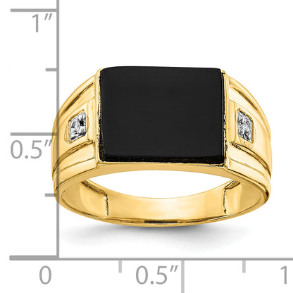 10K Yellow Gold 10K Men'S Onyx And Diamond Ring