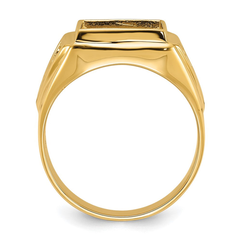 10K Yellow Gold Men'S Polished And Textured Masonic Ring Mounting