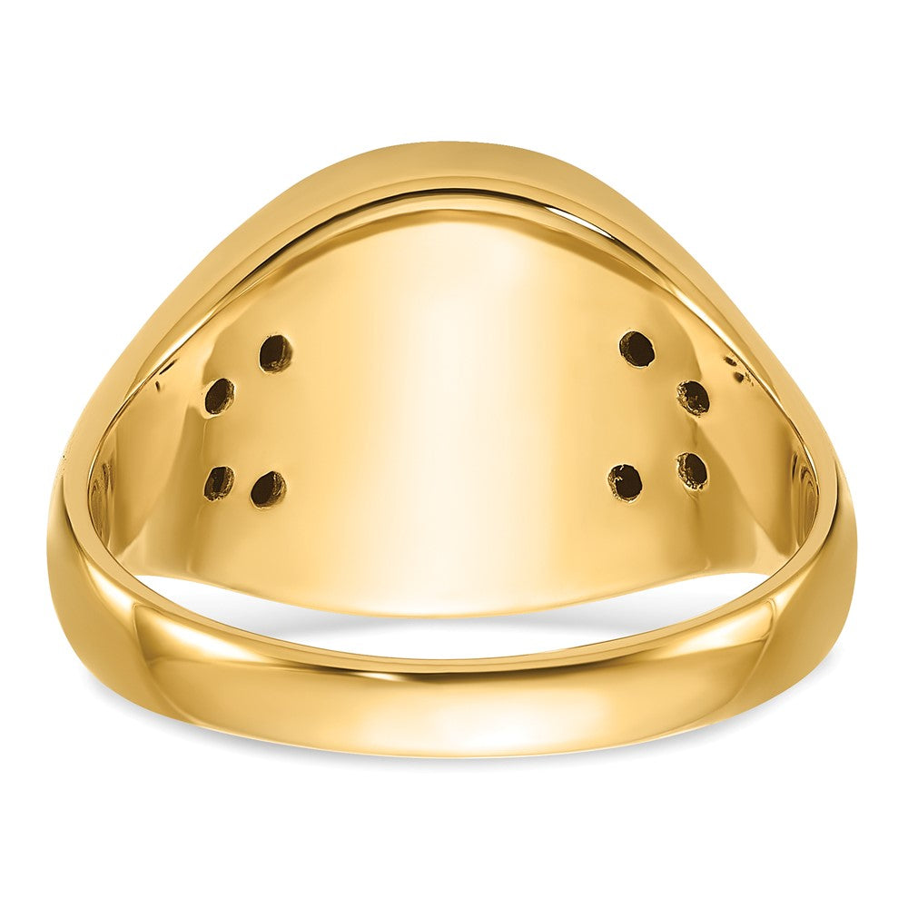 10K Yellow Gold Men'S Polished And Textured With Black Enamel Lab Created Ruby Masonic Ring
