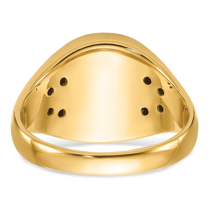 10K Yellow Gold Men'S Polished And Textured With Black Enamel Lab Created Ruby Masonic Ring