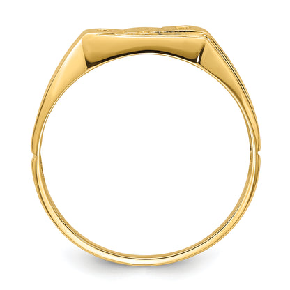10K Yellow Gold 10K Polished Etched Edges Diamond Dad Ring Mounting