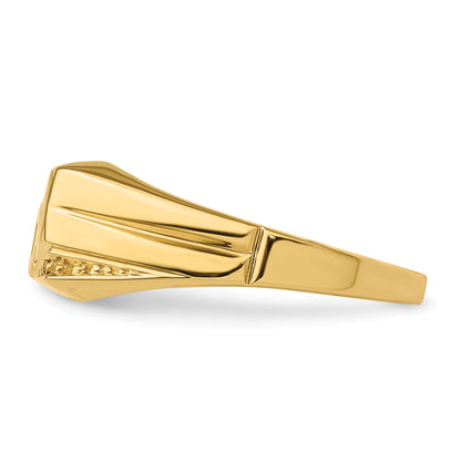 10K Yellow Gold 10K Polished Etched Edges Diamond Dad Ring Mounting