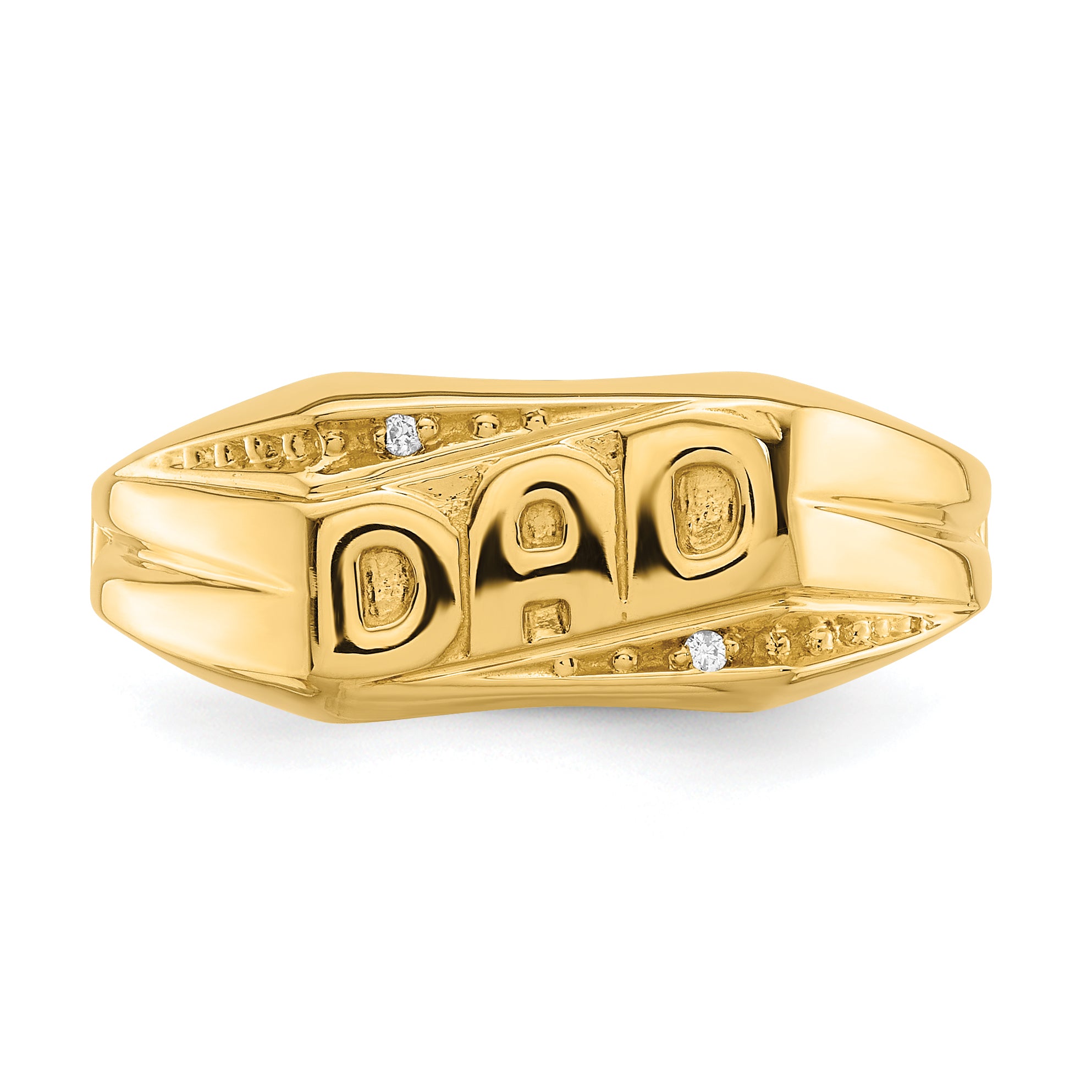 10K Yellow Gold 10K Polished Etched Edges Diamond Dad Ring Mounting