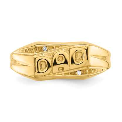 10K Yellow Gold 10K Polished Etched Edges Diamond Dad Ring Mounting