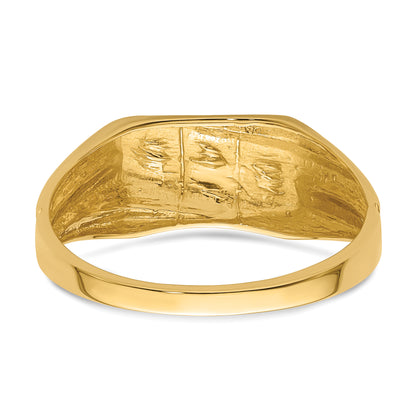 10K Yellow Gold 10K Polished Etched Edges Diamond Dad Ring Mounting