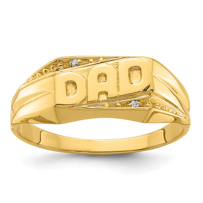 10K Yellow Gold 10K Polished Etched Edges Diamond Dad Ring Mounting