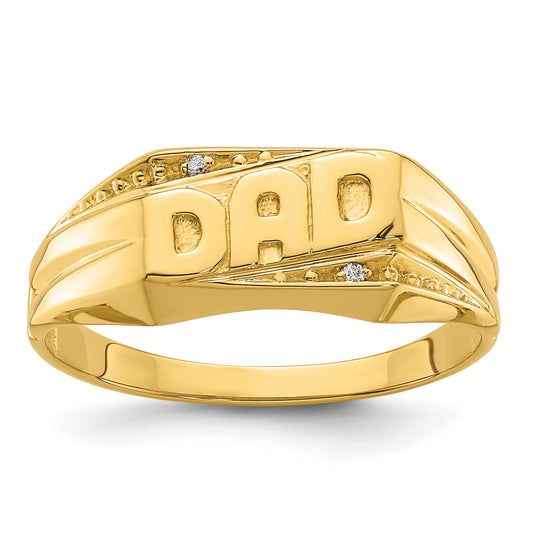10K Yellow Gold 10K Polished Etched Edges Diamond Dad Ring Mounting