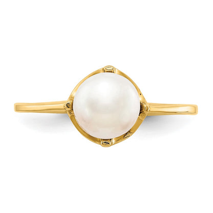 10K Yellow Gold 10K 6.5mm Fw Cultured Pearl Ring