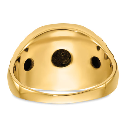10K Yellow Gold Polished, Antiqued And Nugget Texture Aa Quality Diamond Masonic Ring