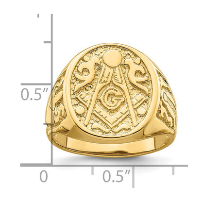 10K Yellow Gold Men'S Polished And Grooved (Not Enameled) Masonic Ring