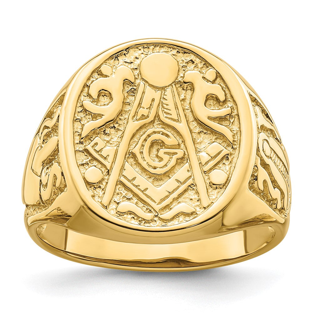 10K Yellow Gold Men'S Polished And Grooved (Not Enameled) Masonic Ring