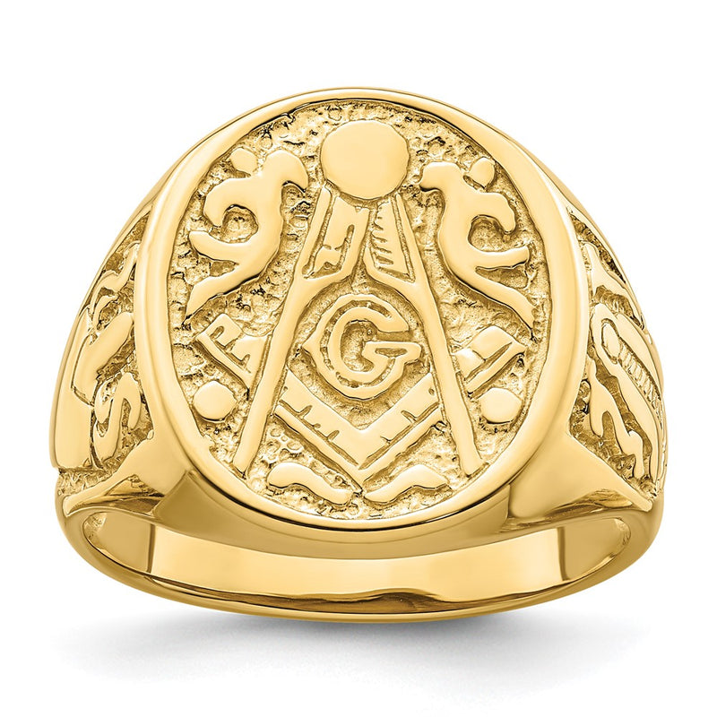10K Yellow Gold Men'S Polished And Grooved (Not Enameled) Masonic Ring