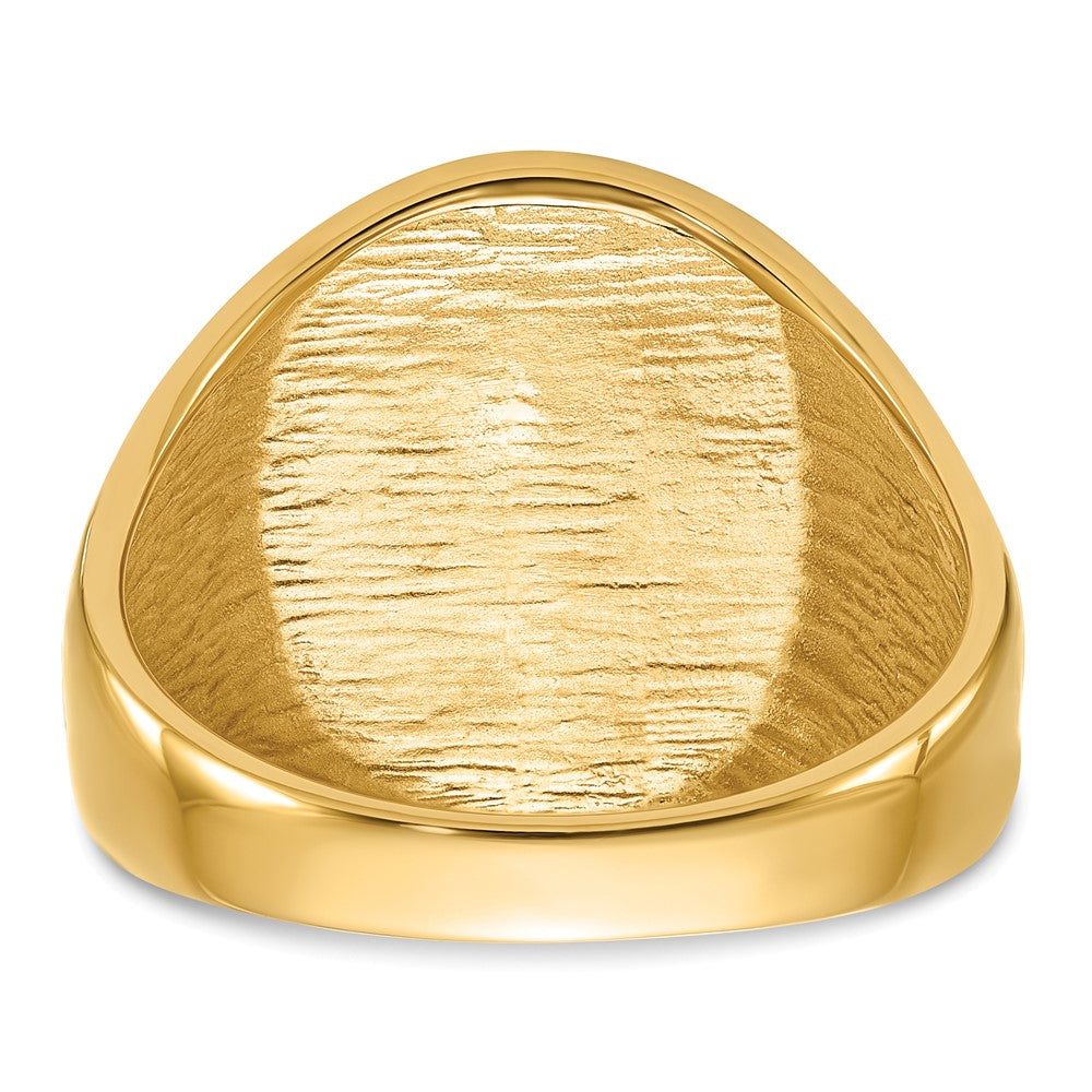 10K Yellow Gold Men'S Polished And Grooved With Black Enamel Masonic Ring