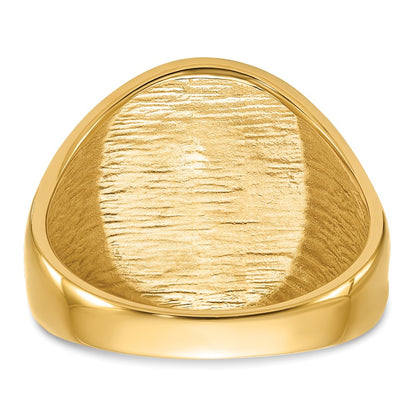 10K Yellow Gold Men'S Polished And Grooved With Black Enamel Masonic Ring