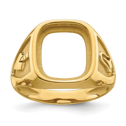 10K Yellow Gold Men'S Polished And Textured Masonic Ring Mounting