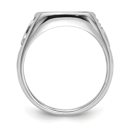 10K White Gold Men'S Polished And Textured Masonic Ring Mounting