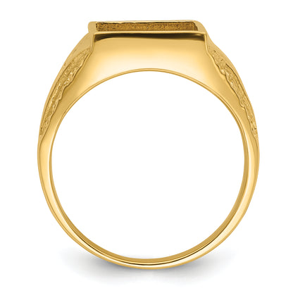 10K Yellow Gold Men'S Polished And Textured Masonic Ring Mounting