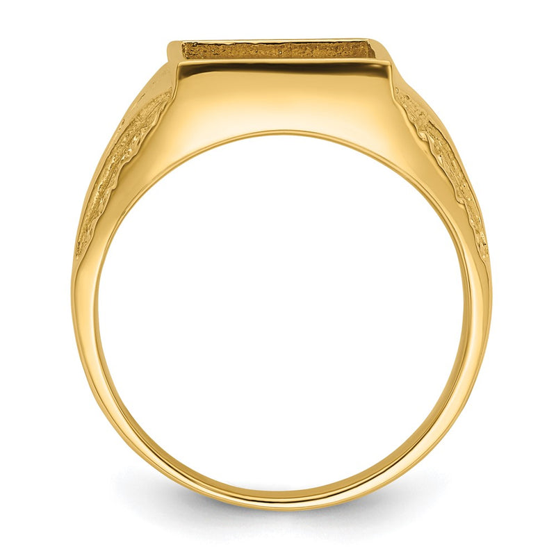 10K Yellow Gold Men'S Polished And Textured Masonic Ring Mounting