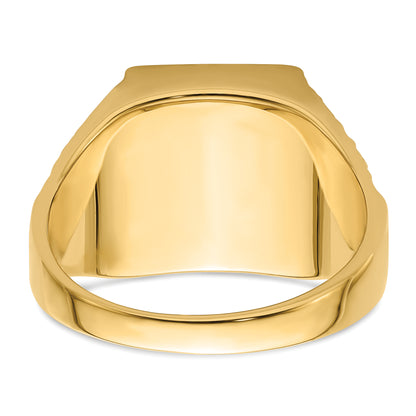 10K Yellow Gold Men'S Polished And Textured Masonic Ring Mounting
