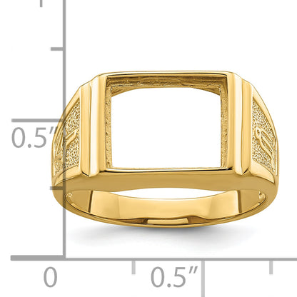 10K Yellow Gold Men'S Polished And Textured Masonic Ring Mounting