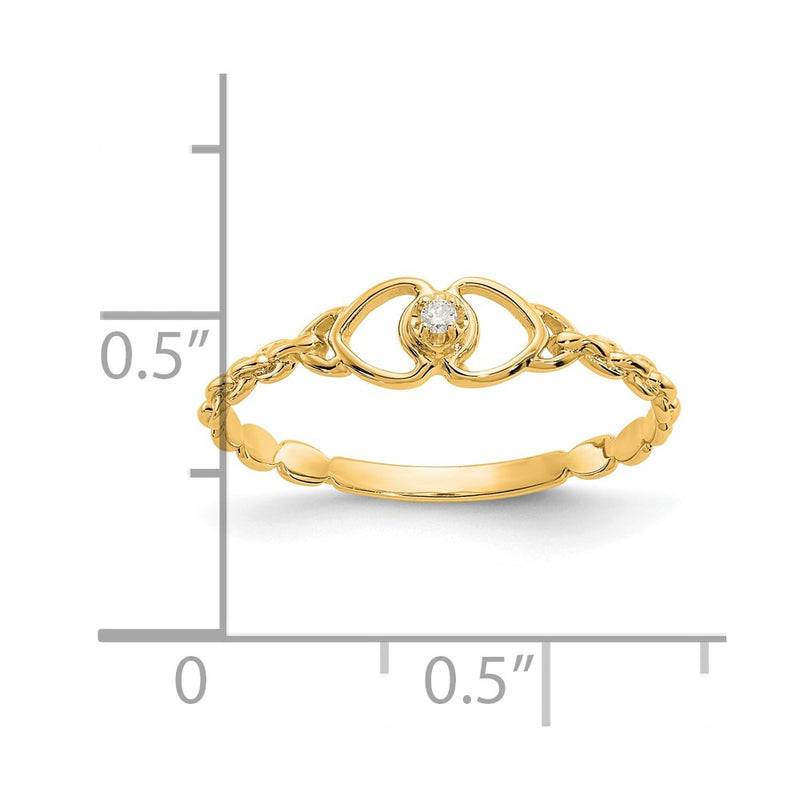10K Yellow Gold 10K Aa Diamond Heart Ring